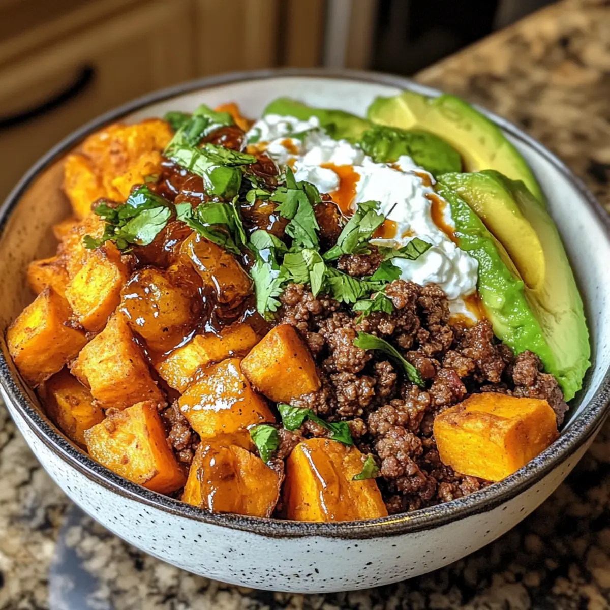 Rinderhackfleisch Hot Honey Schüssel