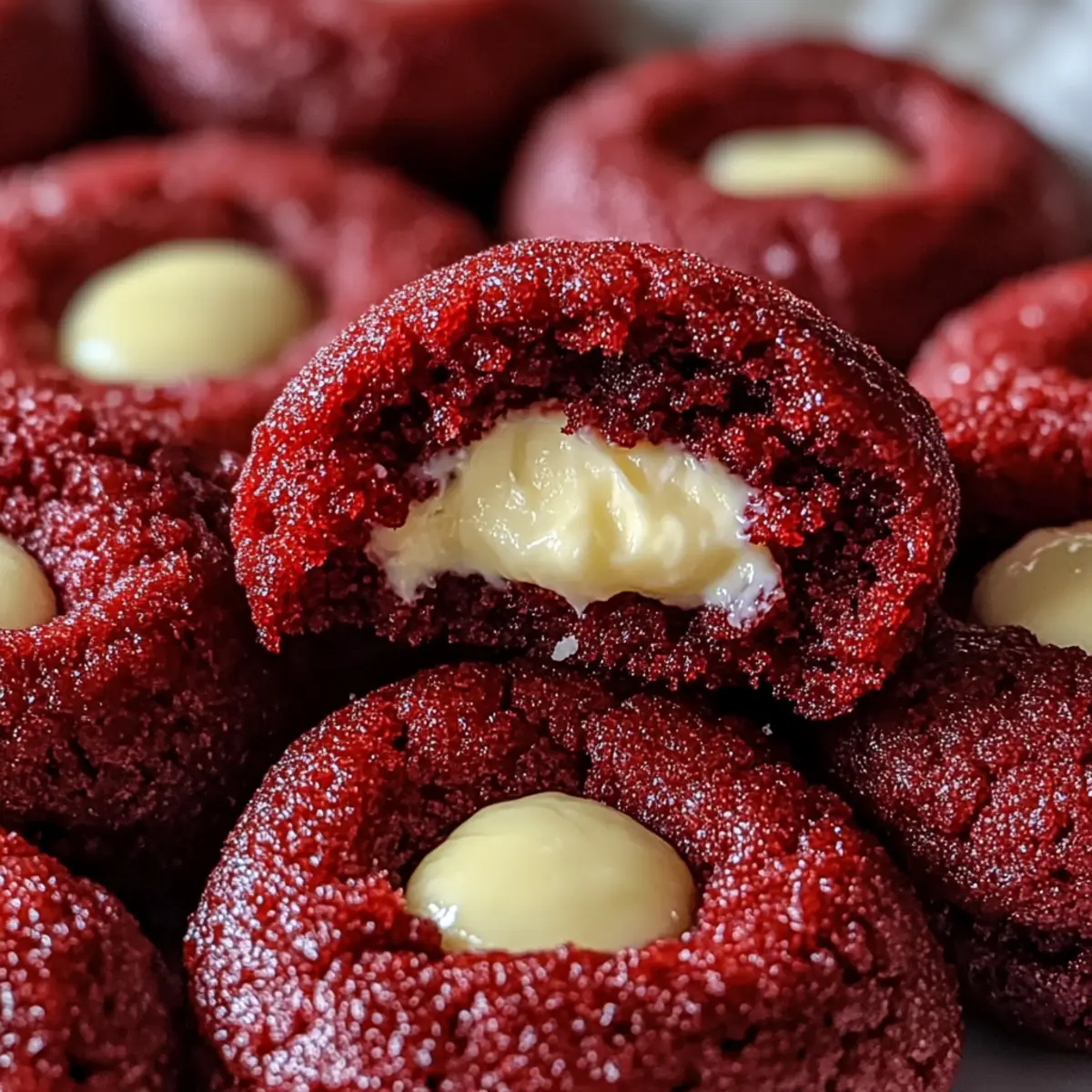 Rote Samt Daumenabdruckkekse