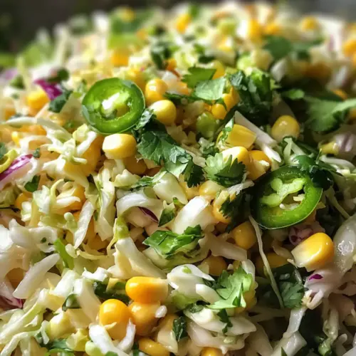 Jalapeño-Mais-Krautsalat Zutaten 1 großer Kopf grüner Kohl, fein gehackt 1 Tasse Karotten, gerieben 1 Tasse Mais, frisch, gefroren oder aus der Dose 1 Tasse rote Zwiebel, fein gewürfelt 1-2 frische Jalapeños, entkernt und fein gehackt ¼ Tasse frische Korianderblätter, gehackt ½ Tasse Mayonnaise 2 Esslöffel Apfelessig 1-2 Esslöffel Honig oder Zucker 1 Teelöffel Salz ½ Teelöffel schwarzer Pfeffer Anleitung In einer großen Schüssel den gehackten Kohl, die geriebenen Karotten, den Mais, die rote Zwiebel, die Jalapeños und den Koriander vermengen. In einer separaten Schüssel die Mayonnaise, den Apfelessig, den Honig, das Salz und den Pfeffer vermischen. Das Dressing über den Kohl-Mais-Mix gießen und gut vermengen. Krautsalat abdecken und mindestens 30 Minuten im Kühlschrank ziehen lassen, bevor serviert wird.