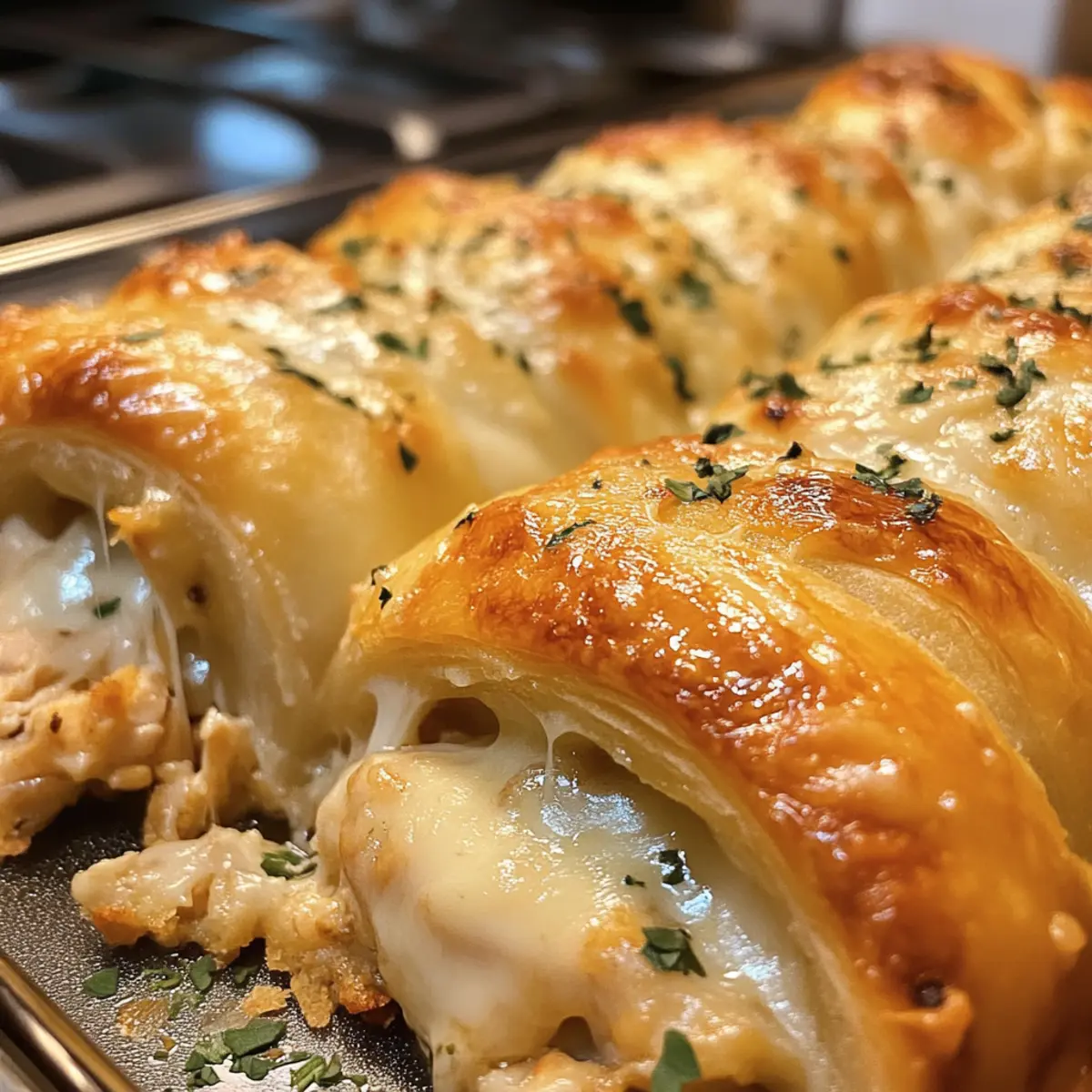 Käse-Hähnchen-Croissant-Auflauf