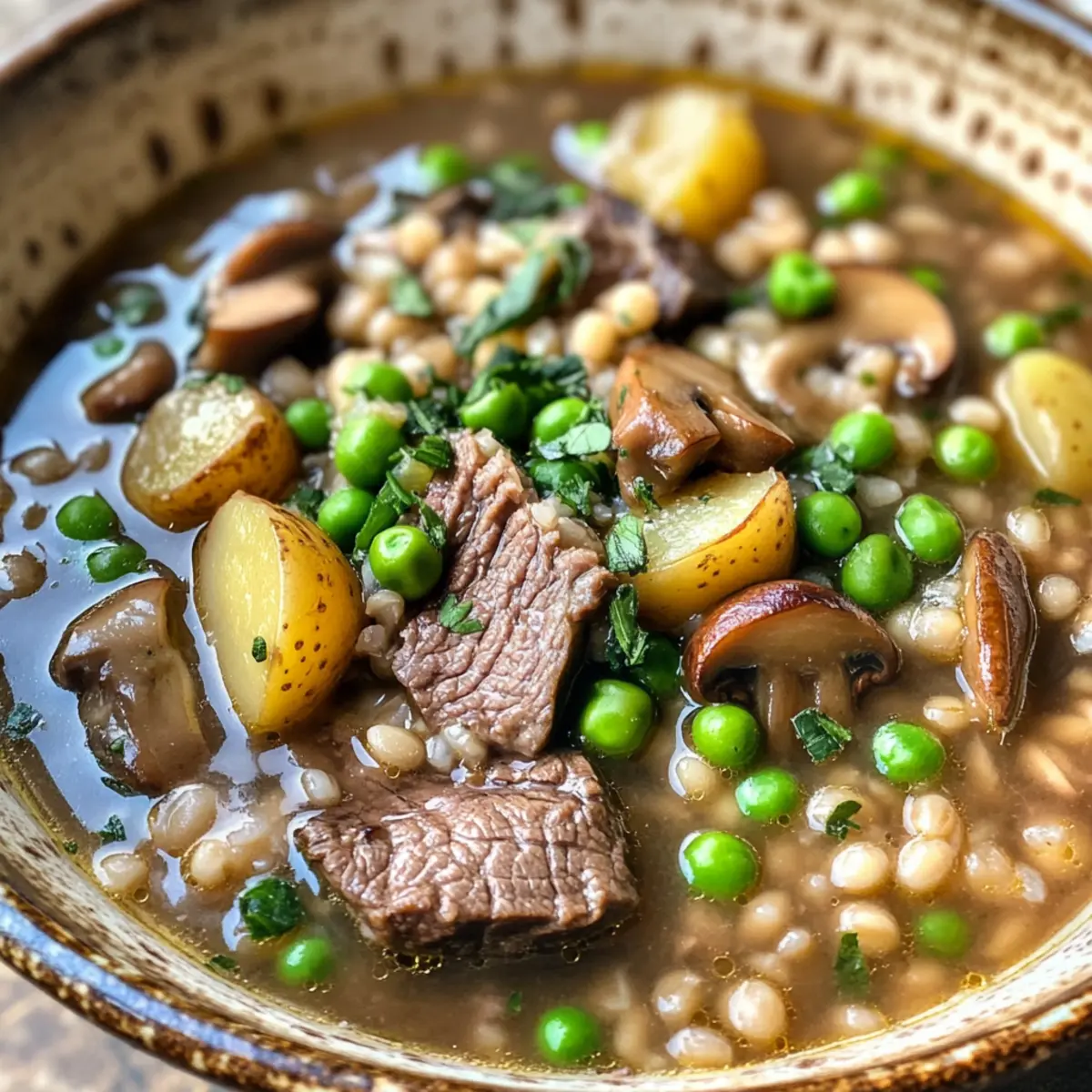 Rindfleisch Gerste Pilzsuppe