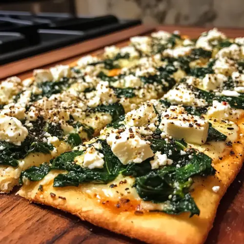 Spinat und Feta Fladenbrot Pizza