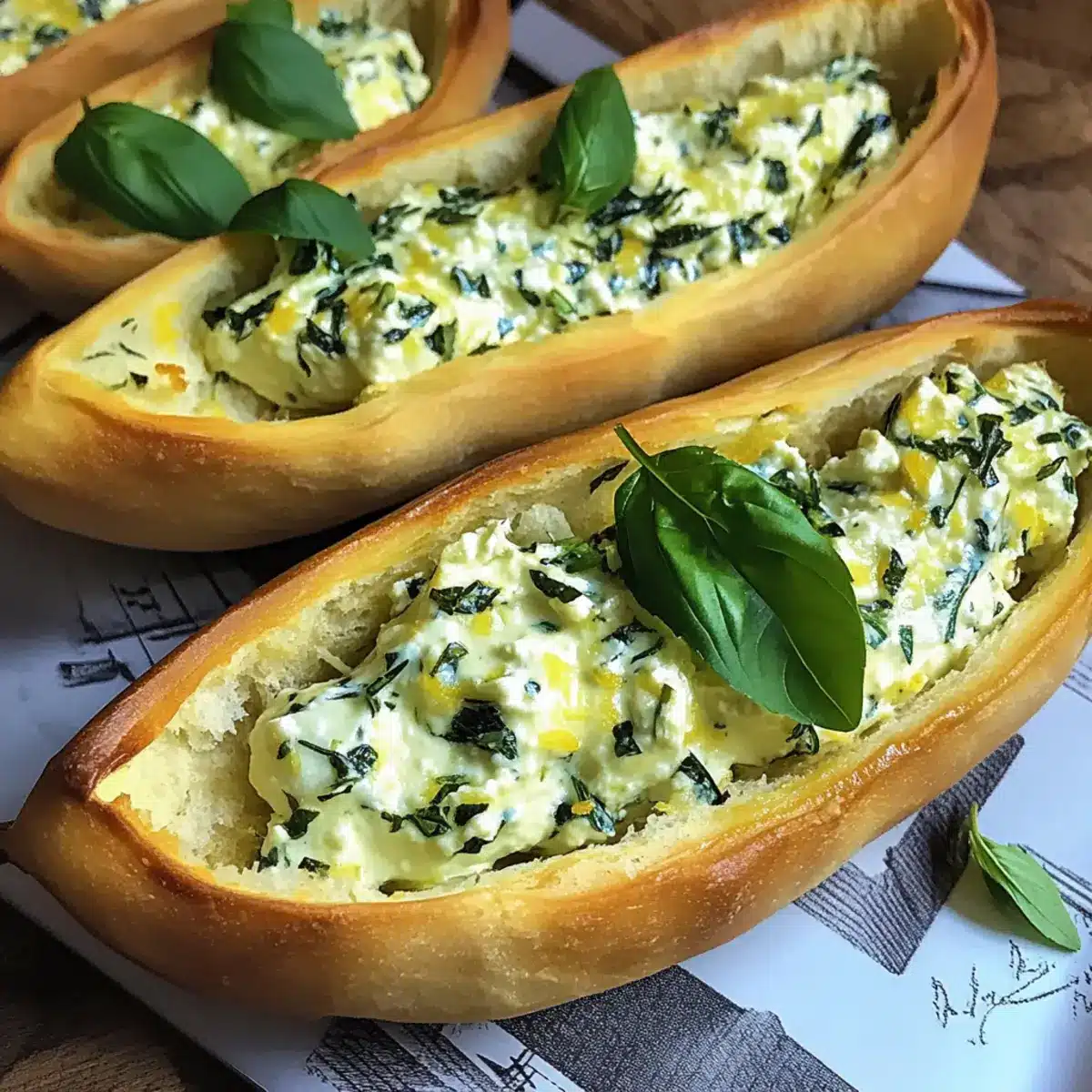 Bärlauch-Basilikum-Ricotta-Schiffchen