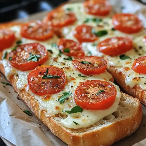 Baguettscheiben mit Tomaten und Mozzarella überbacken
