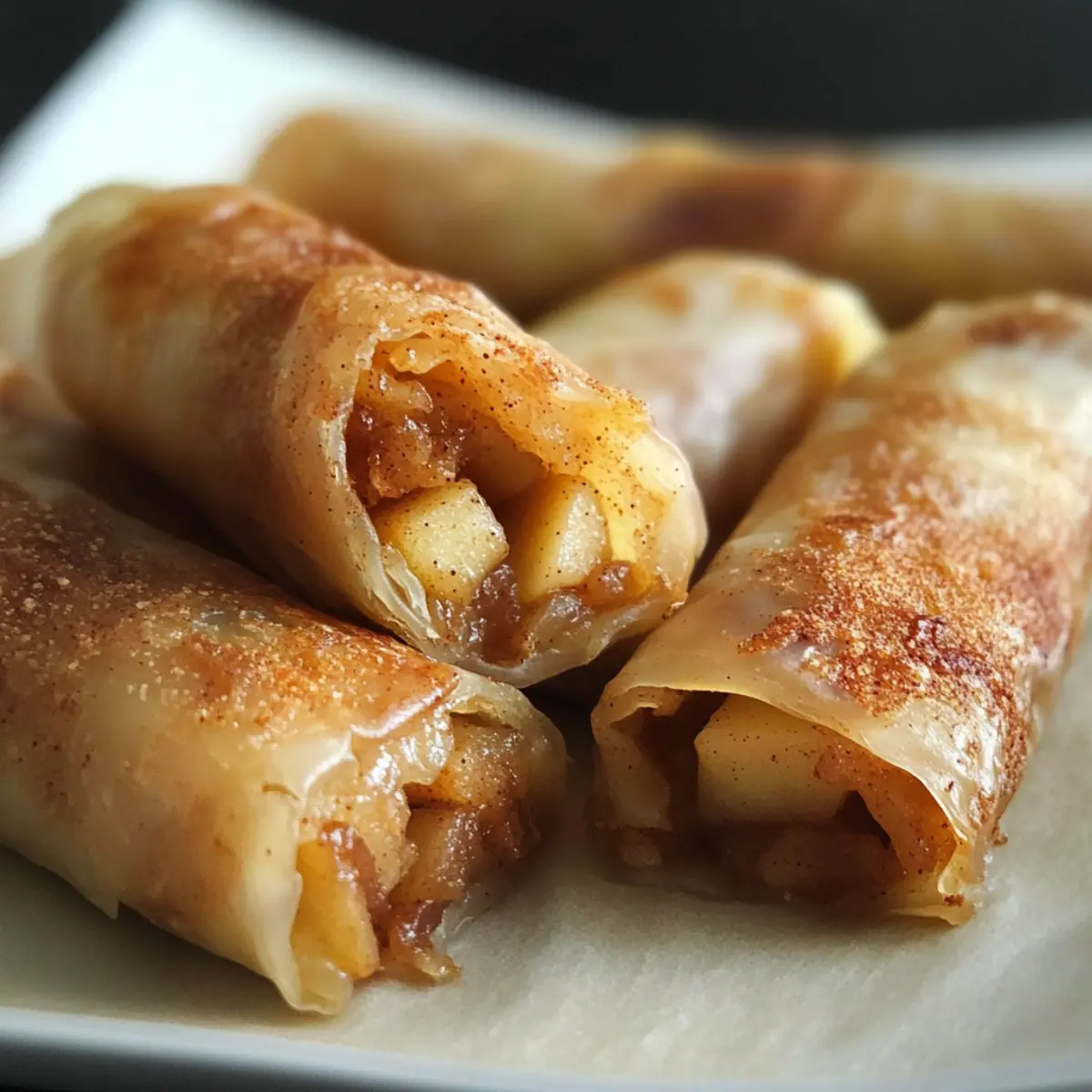 Gebratene Apfelkuchen-Reis-Papier-Rollen