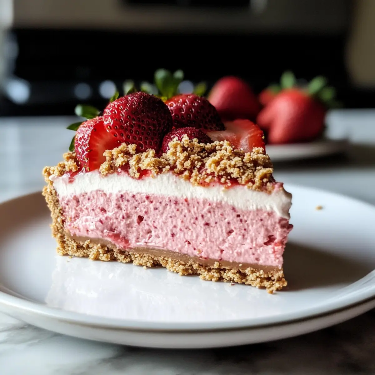 Einfache Vegane No-Bake Erdbeer Crunch Cheesecake Rezept
