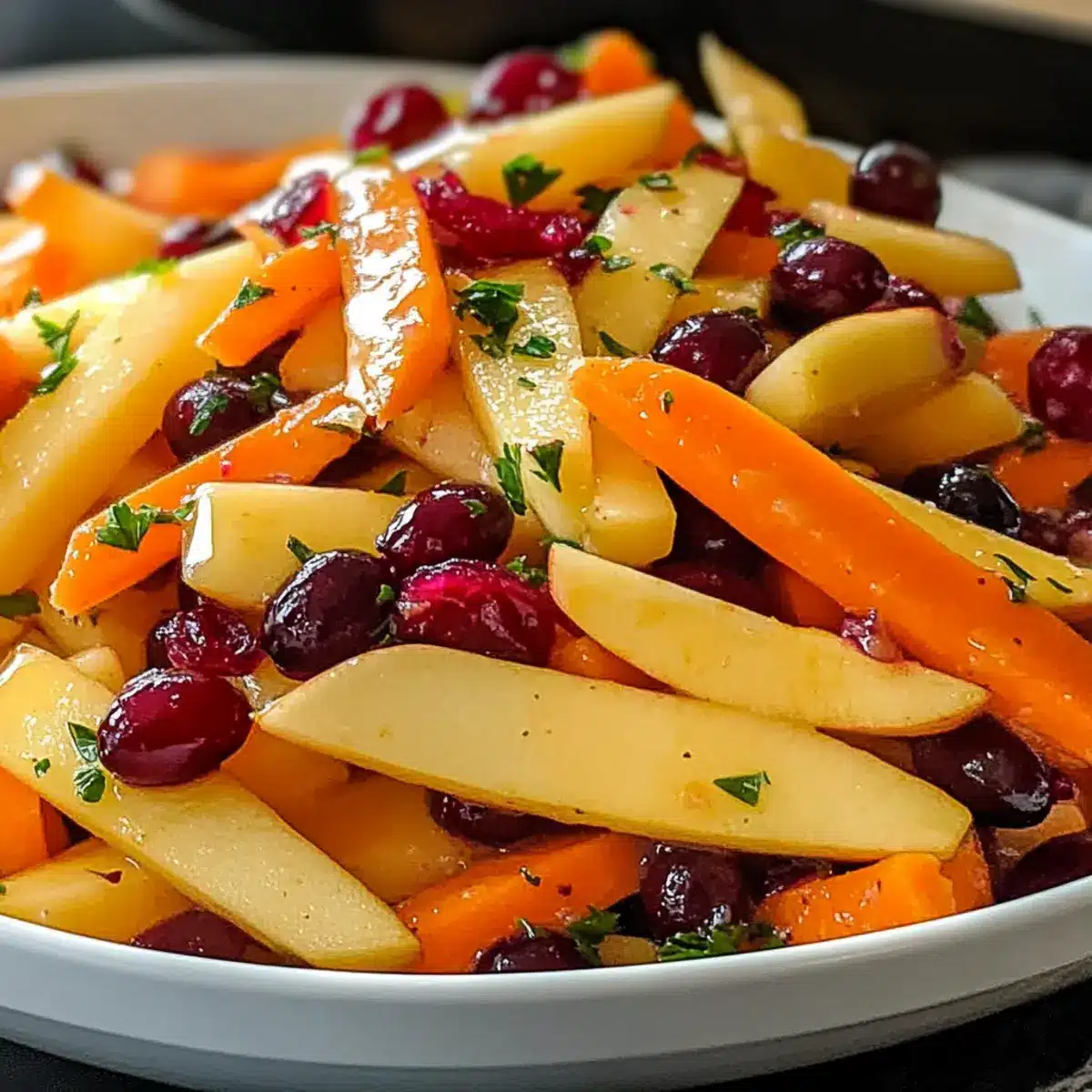 Erfrischender Apfel Cranberry Karotten Salat