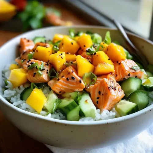 Reissalat mit Lachs und Mango