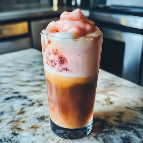 Erdbeer-Schaum kalter Brühkaffee