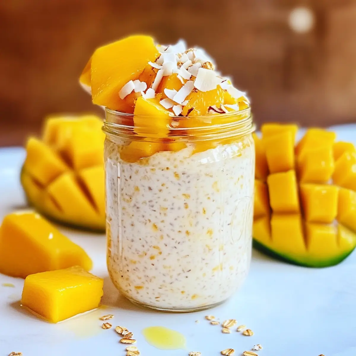 Mango-Kokosnuss Übernacht-Haferflocken