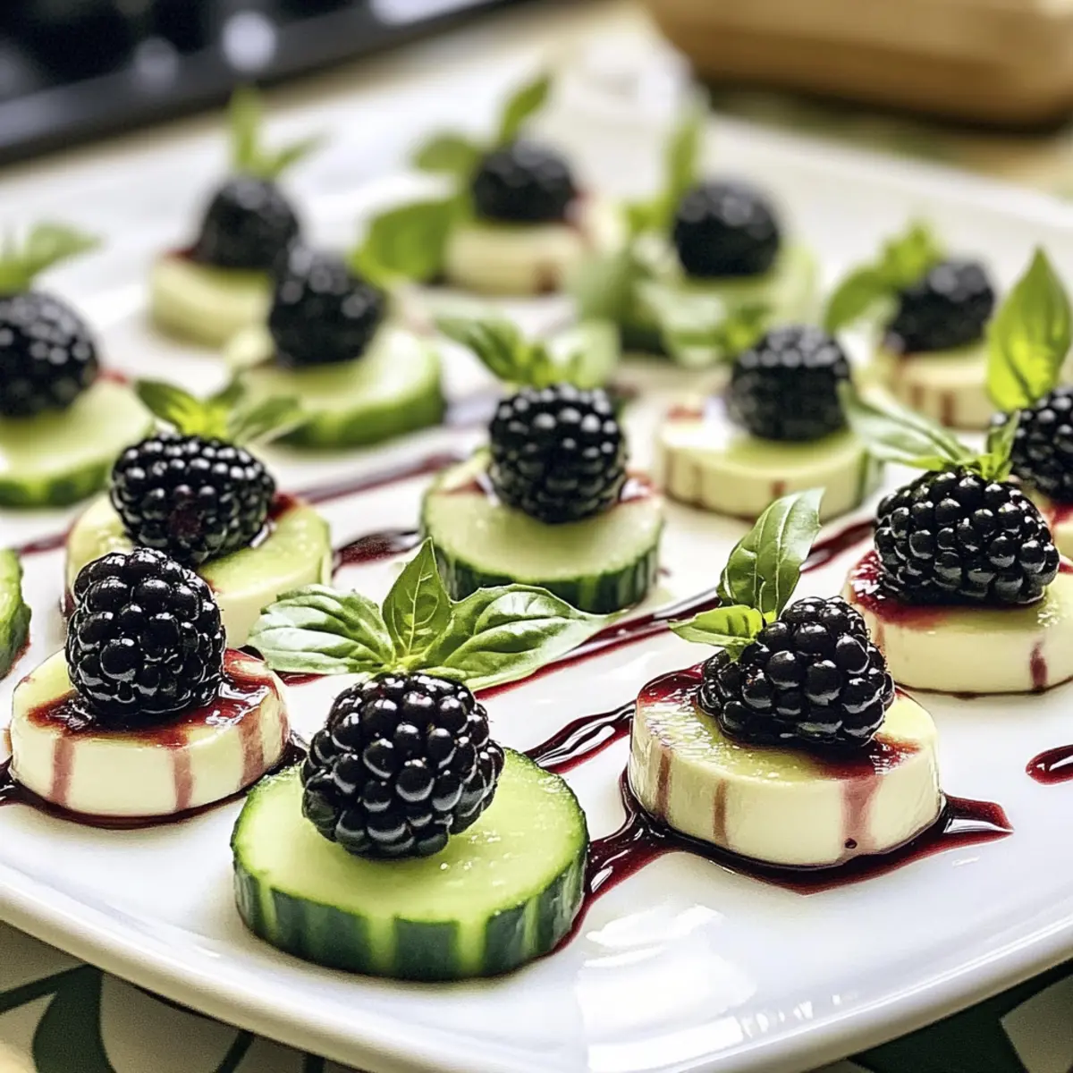 Brombeer-Gurken-Caprese-Bisse