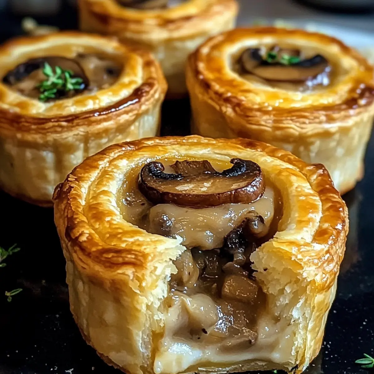 Gemütliche Mini-Pilz- und Gruyère-Pasteten mit Thymian Rezept