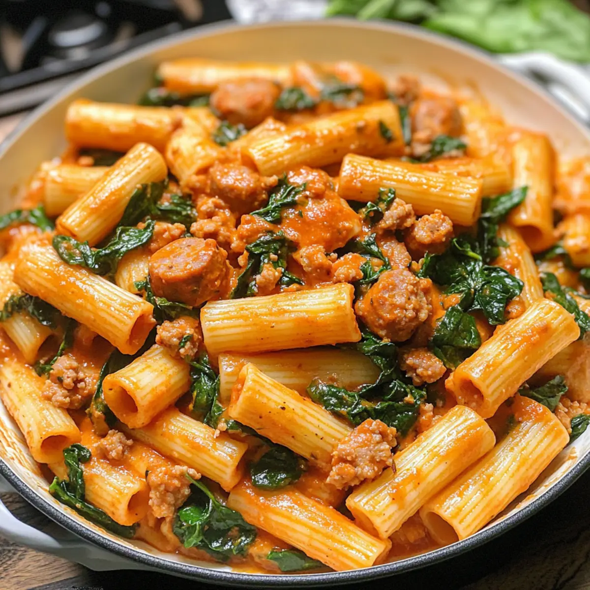 Cremige Wurst Rigatoni