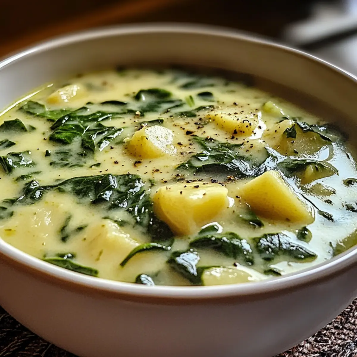 Cremige Spinat- und Kartoffel-Gartensuppe
