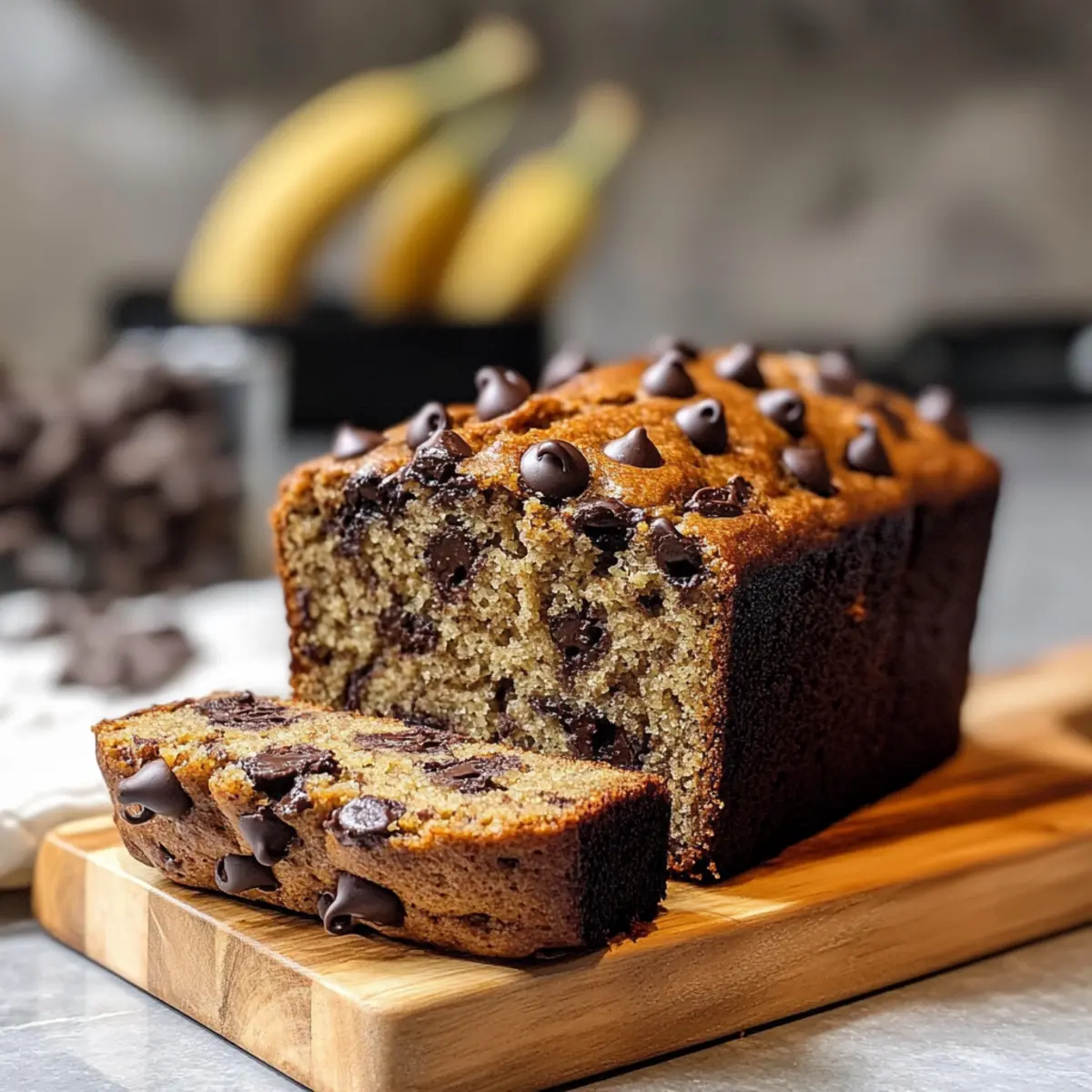 Feuchtes Schokoladenstückchen-Bananenbrot