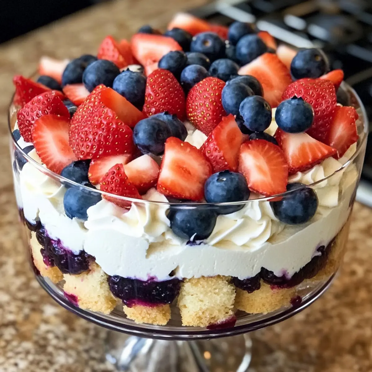 Keine-Backen Erdbeer Heidelbeer Trifle