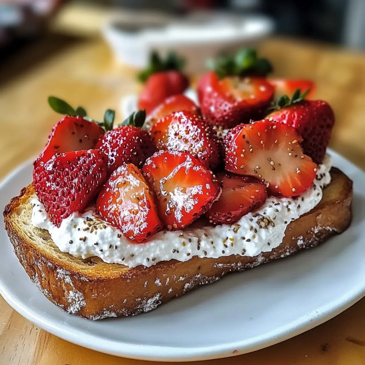 Geröstete Erdbeer-Schlagsahne-Ricotta-Toast