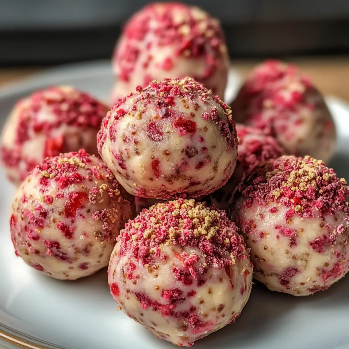 Erdbeer Käsekuchen Proteinbällchen