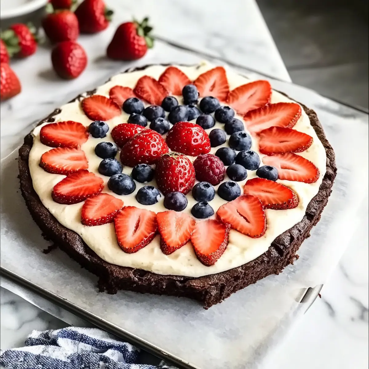 Sommerbeeren-Brownie-Pizza