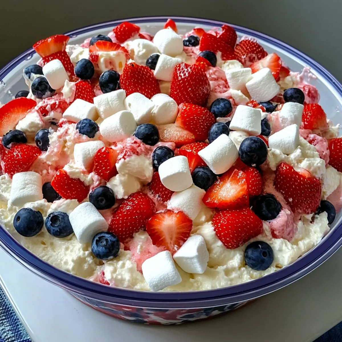 rot weiß blau Käsekuchen Salat