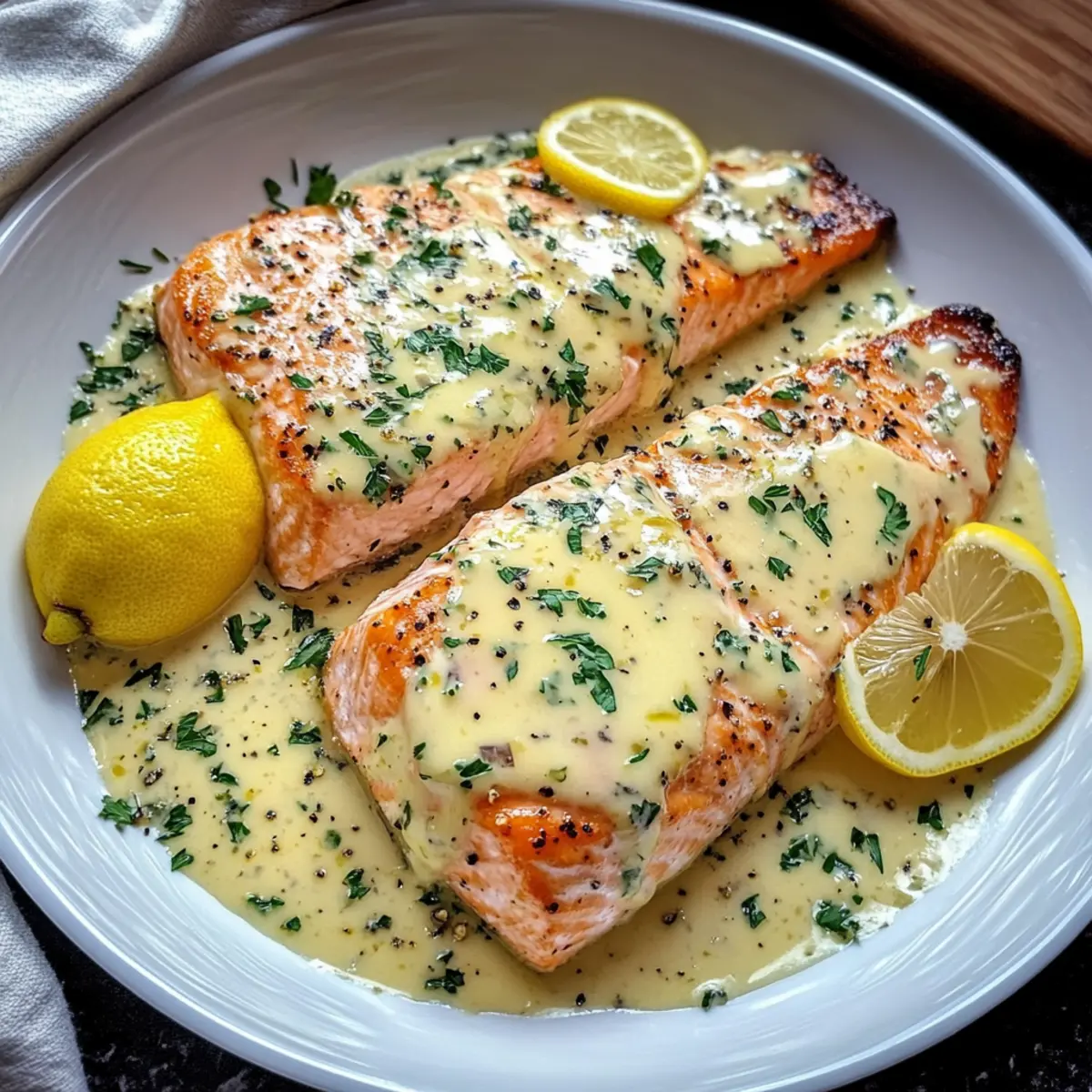 Gebratener Lachs mit Zitronenbuttercremesauce