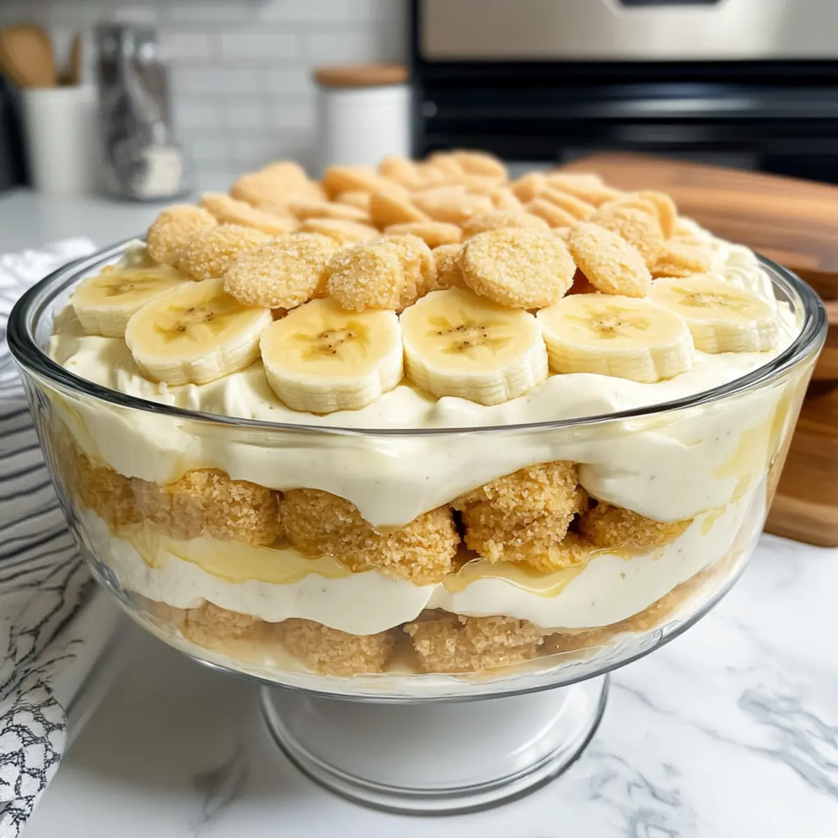 Bananenpudding mit Vanillewafern