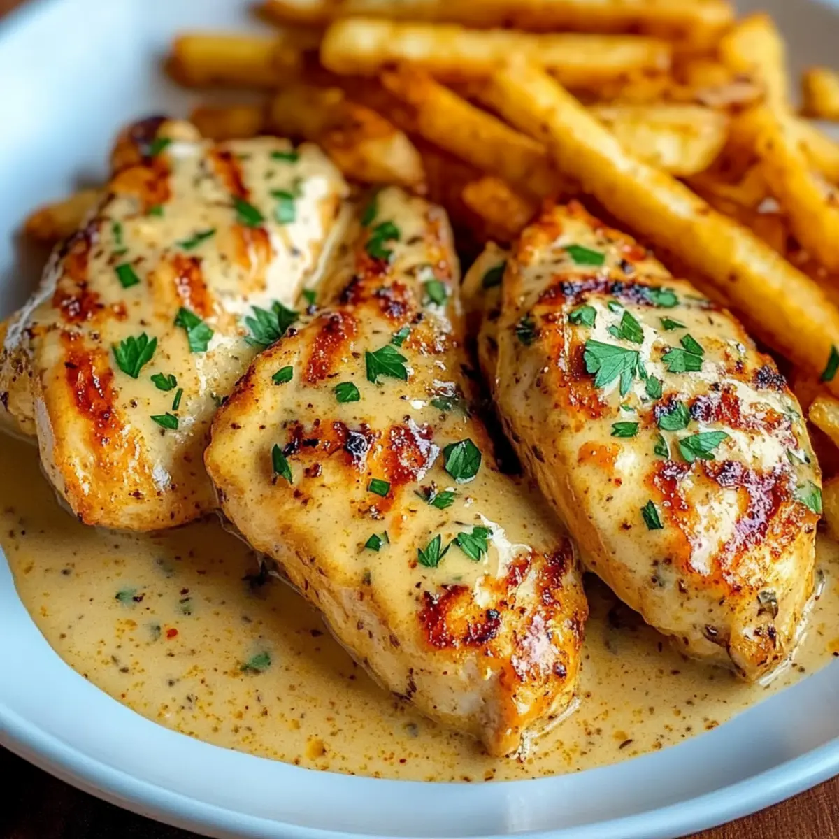 Hähnchenfilet in würziger, cremiger Knoblauch-Parmesan-Sauce