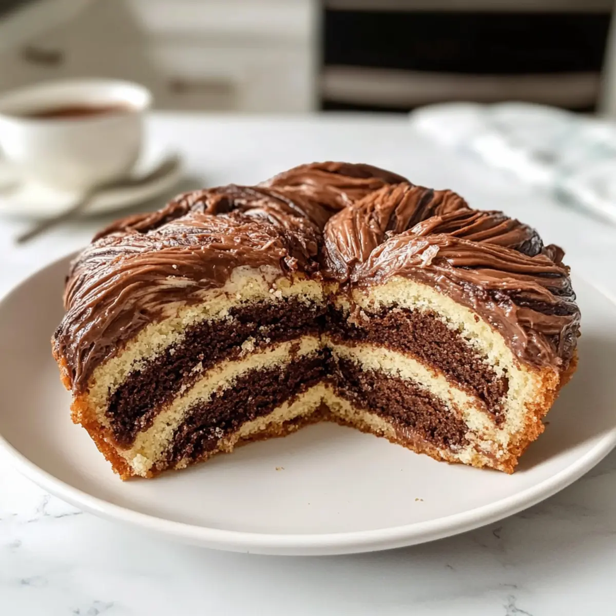 Kakao- und Nutella-Hefekuchen