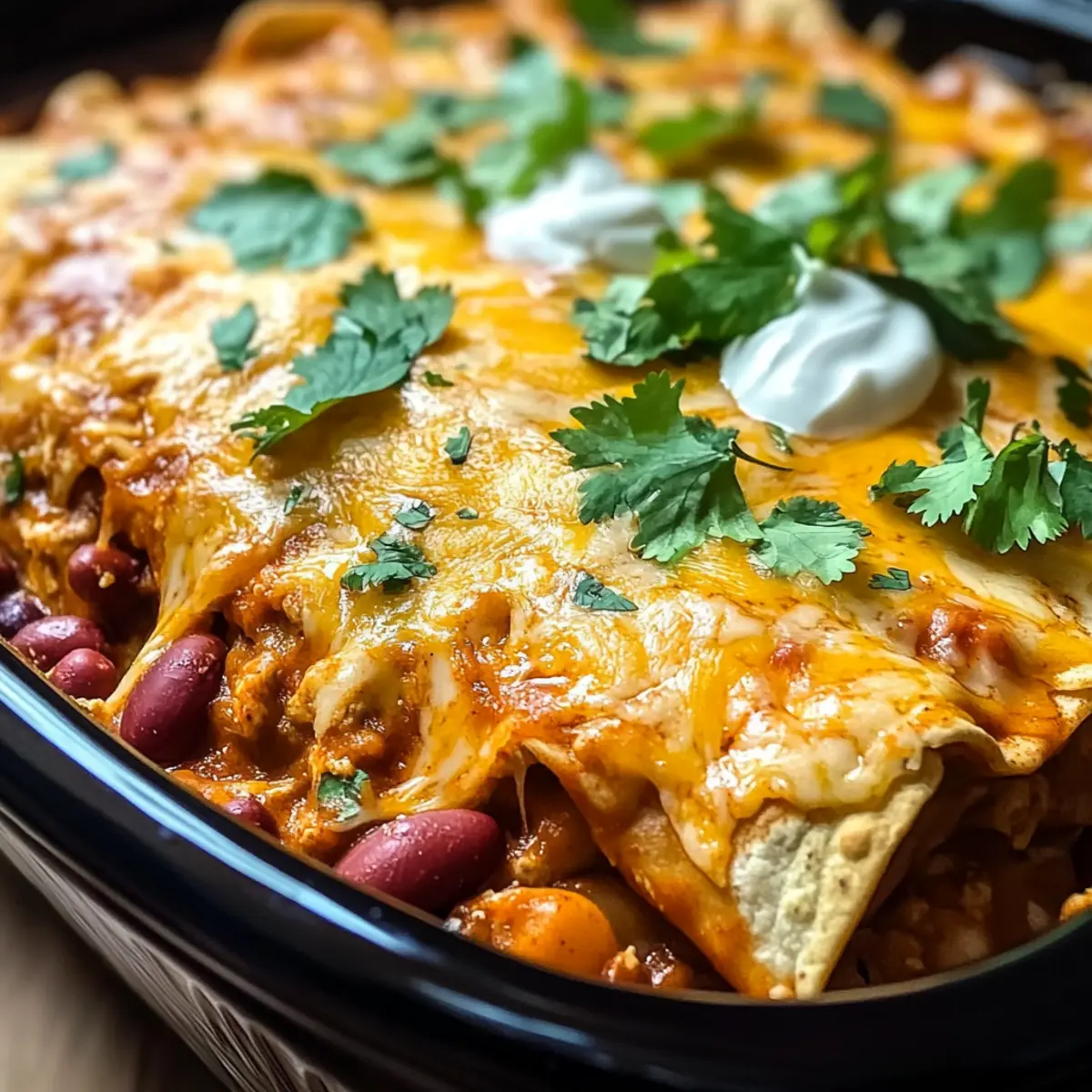 Crockpot Hähnchen-Enchilada-Auflauf