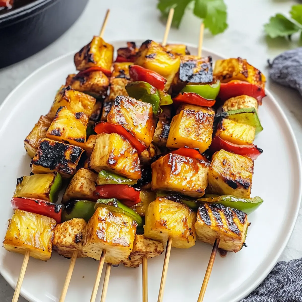 Gegrillte Ananas- und Tofu-Spieße