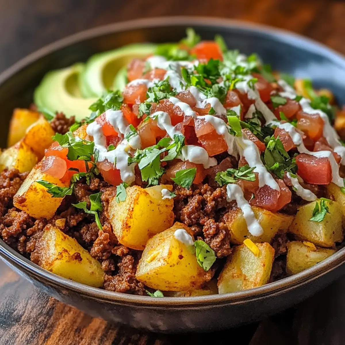 Beladener Kartoffel-Taco-Bowl