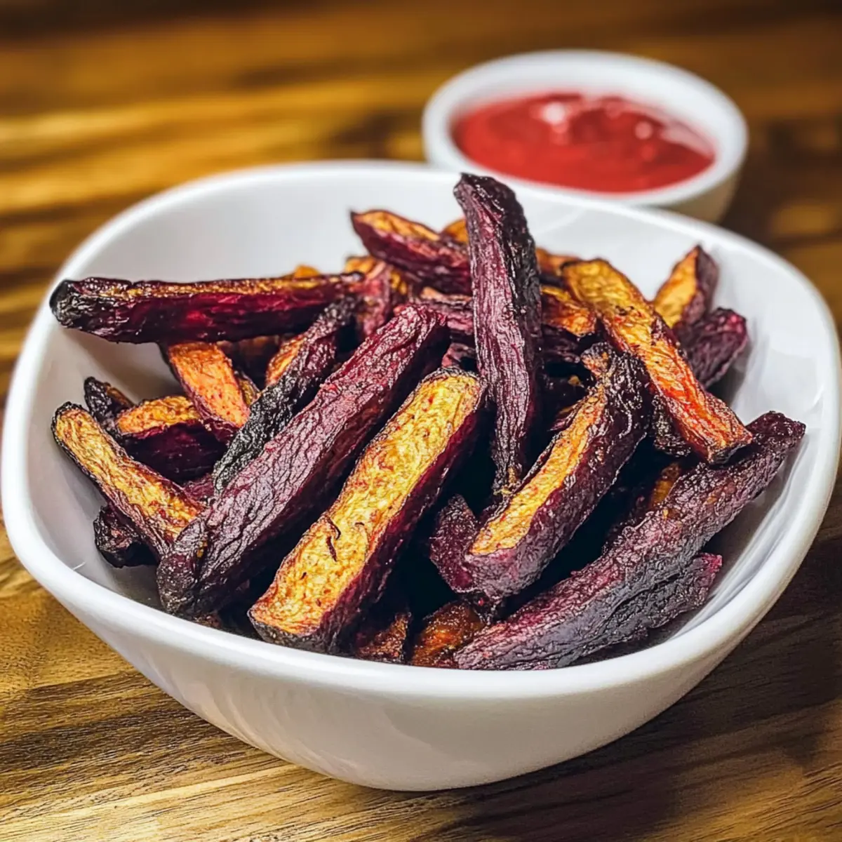 Ofen gebackene Rote-Bete-Pommes mit scharfer Aioli
