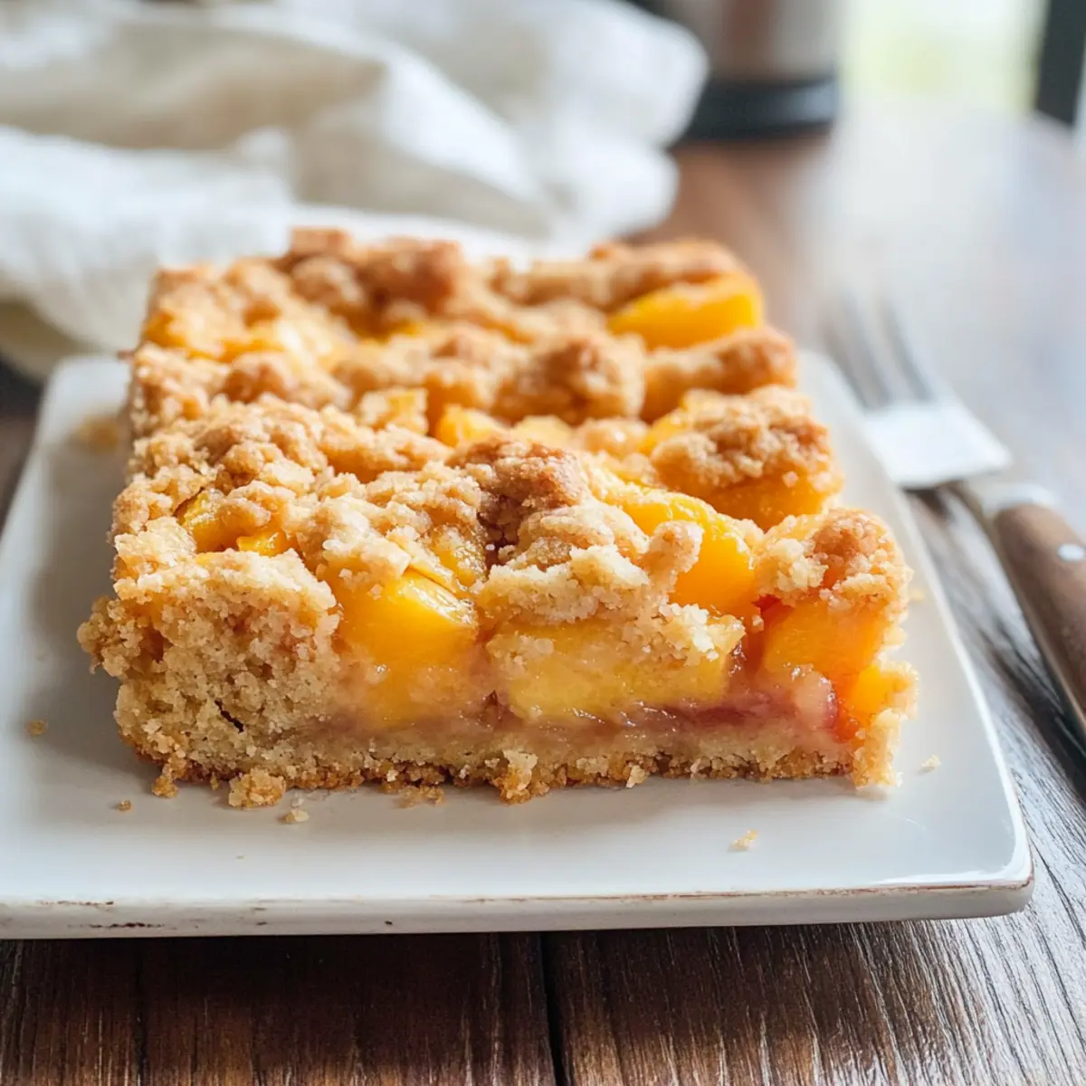 Pfirsich- und Sahne-Crumble-Riegel
