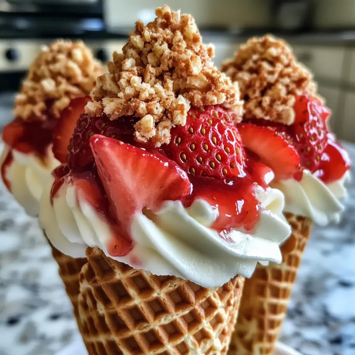Erdbeer-Crunch-Käsekuchen-Waffeln