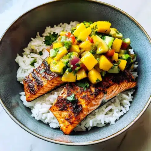 BBQ Lachs Schalen mit Mango Avocado Salsa