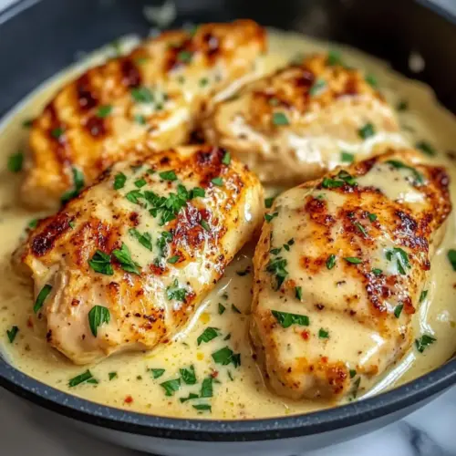 Hähnchenfilet in würziger, cremiger Knoblauch-Parmesan-Sauce